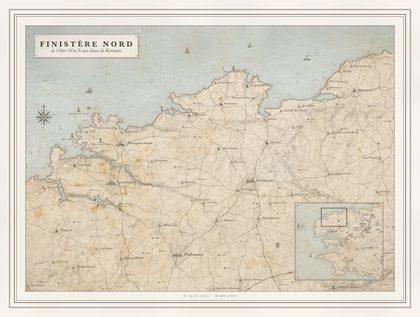 Carte gravée : Finistère Nord, de l’Aber-Wrac’h aux dunes de Keremma